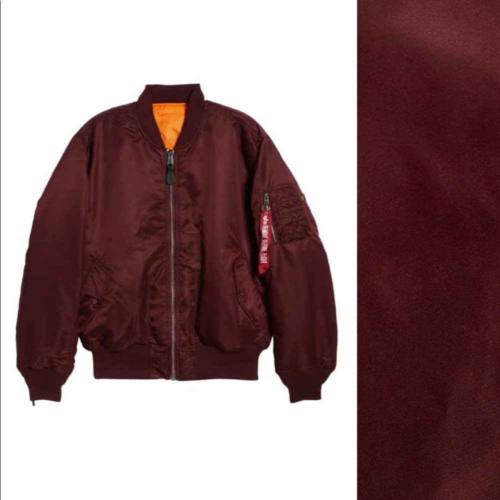 Alpha industries burgundy bomber jacket - Large
